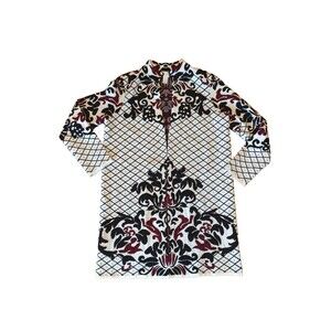 Chicos Cardigan Sweater Womens Size 1 Long Sleeve Contrast Scroll Open Front